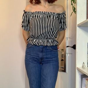 Off the shoulder striped top